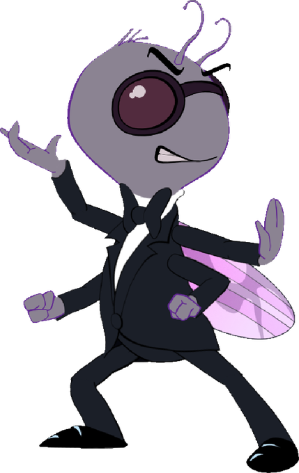 Zanzi, the tuxedo-wearing Fly Spy